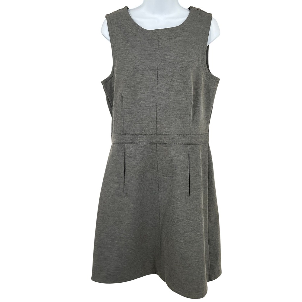 Banana Republic Dress Womens Sz 12 Tall Gray Sleeveless Pocket Office Minimalist